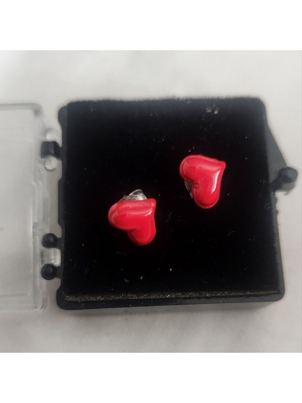 Tiny Red Heart Stud Earrings, Sterling Silver Earrings, Dainty Jewelry,